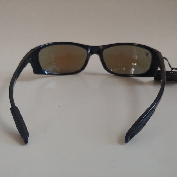 (NWT) Vintge 90's PC Rectangle Wrap Around Sporty Sunglasses (Black/Orange M) - Picture 3 of 4
